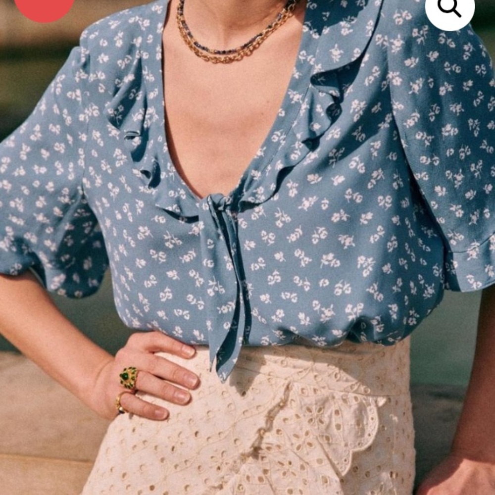 Sezane Blouse in Mini Fleurs Bleu size 36